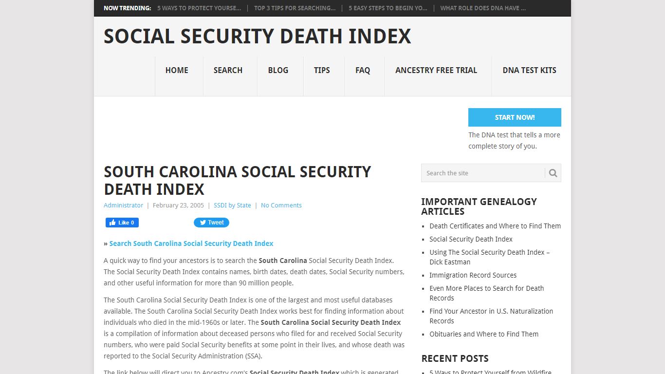 South Carolina Social Security Death Index